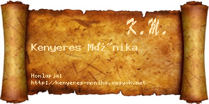 Kenyeres Mónika névjegykártya